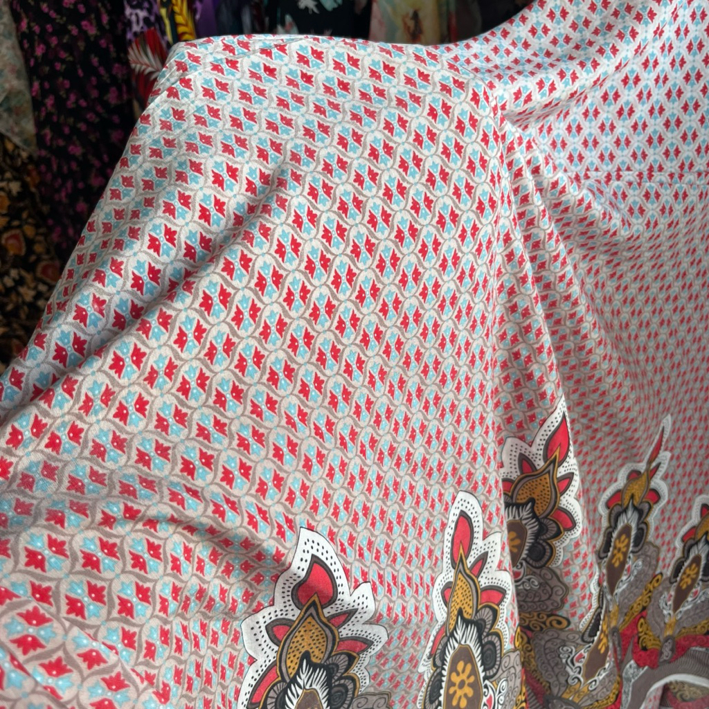 kain katun motif batik tepi bahan katun silk premium