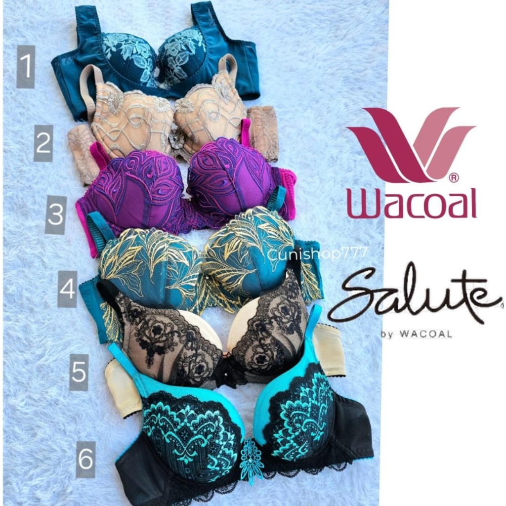 BRA WACOAL SALUTE PAKAI KAWAT BUSA TIPIS 32C 34B 34C LACE RENDA BH WANITA