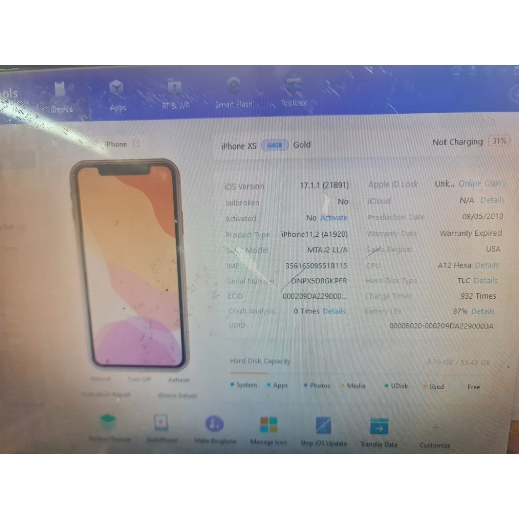 mesin ip xs lock icloud 64gb