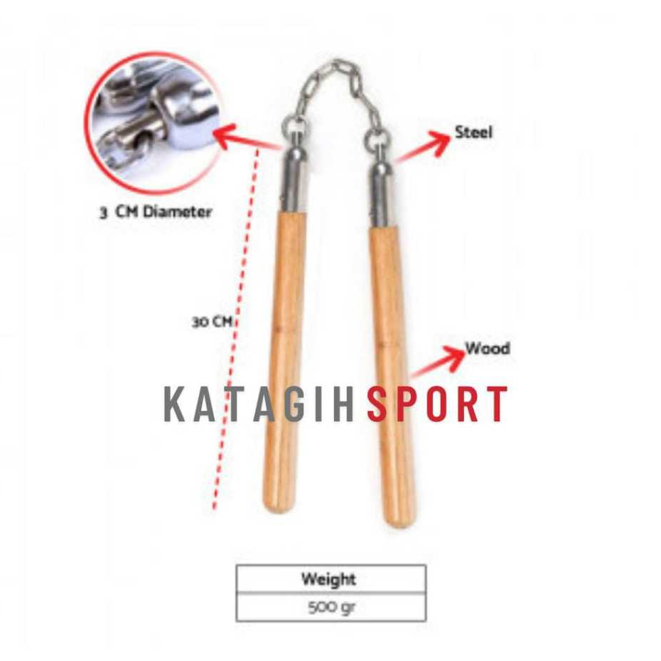 Double Stick Bushido Log XL Kayu / Double Stick Nunchaku Ruyung Kayu Bushido