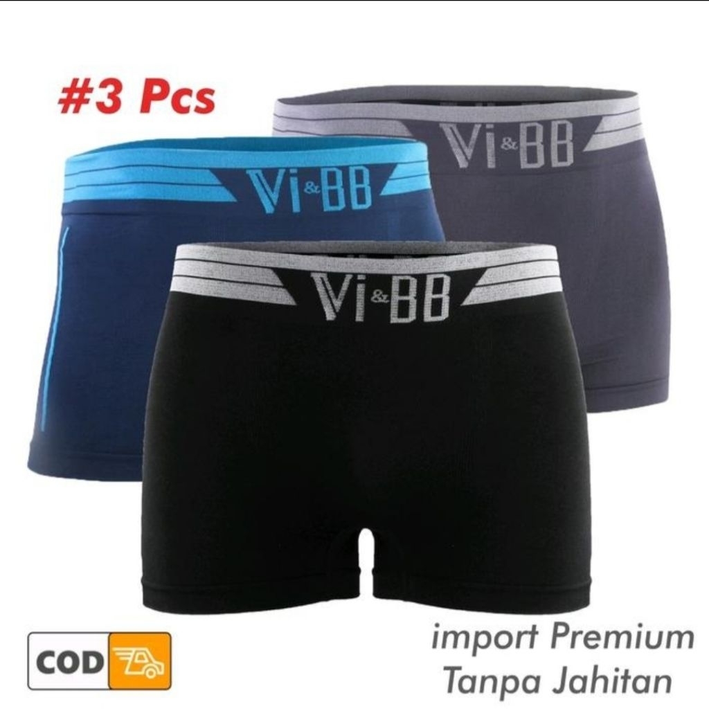 CD PRIA BOXER VI&BB ISI 3 PCS/CELANA DALAM PRIA SEAMLESS TANPA JAHITAN