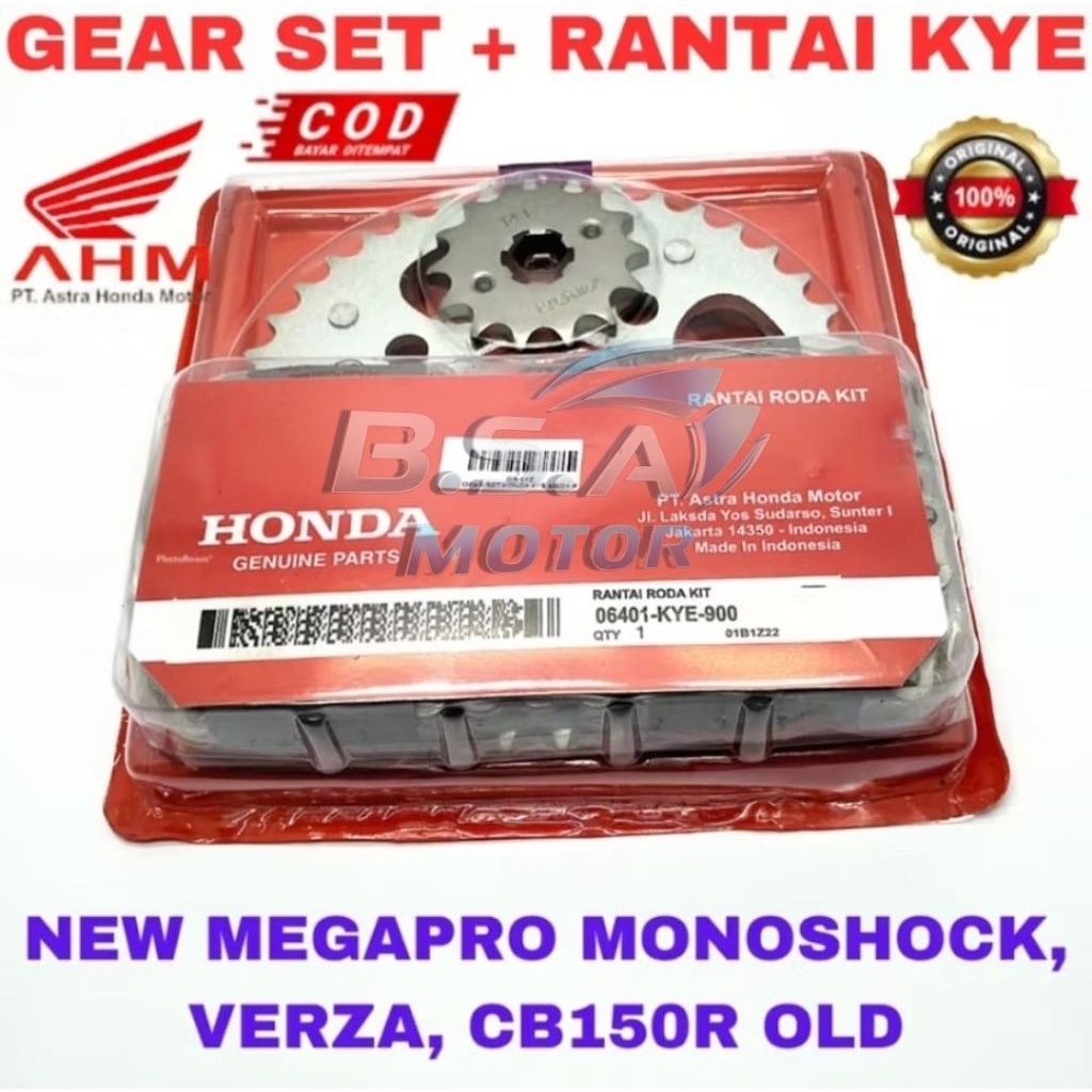 GEAR SET + RANTE KYE ORIGINAL HONDA AHM   MEGAPRO MONO, MEGAPRO NEW, VERZA, CBR 150 R OLD, GIR DEPAN