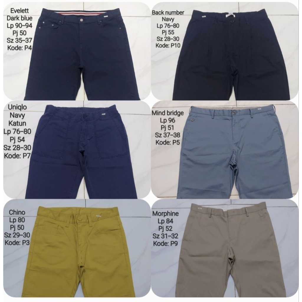 CELANA PENDEK CASUAL CARGO CHINO JEANS OUTDOOR PRIA