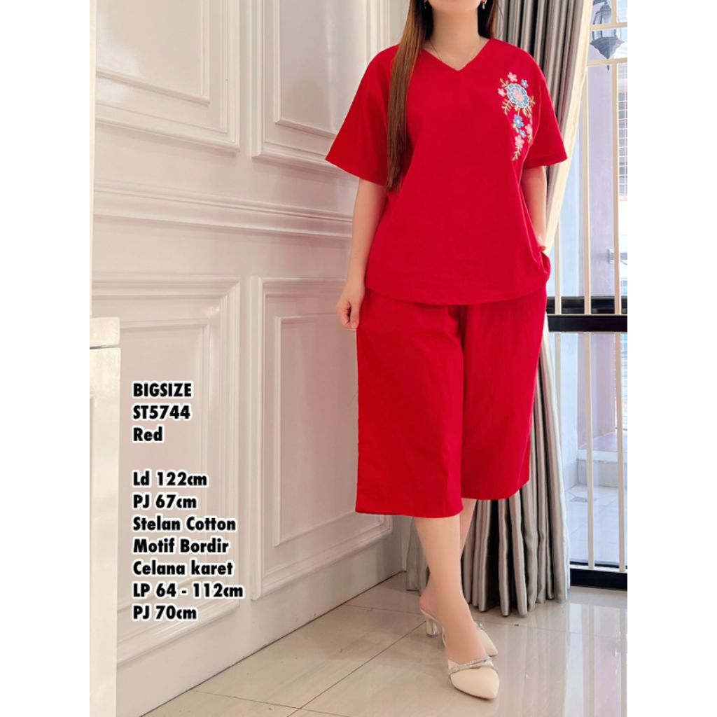 ST5744.Setelan cotton bordir import♦️