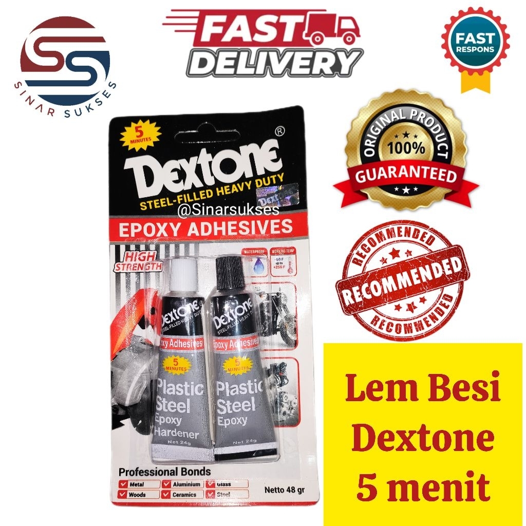 Lem Besi Dextone 5 menit Plastic Steel 48 gram/ Lem Dextone Epoxy 5 menit/ Lem Besi Plastik Kayu/ De