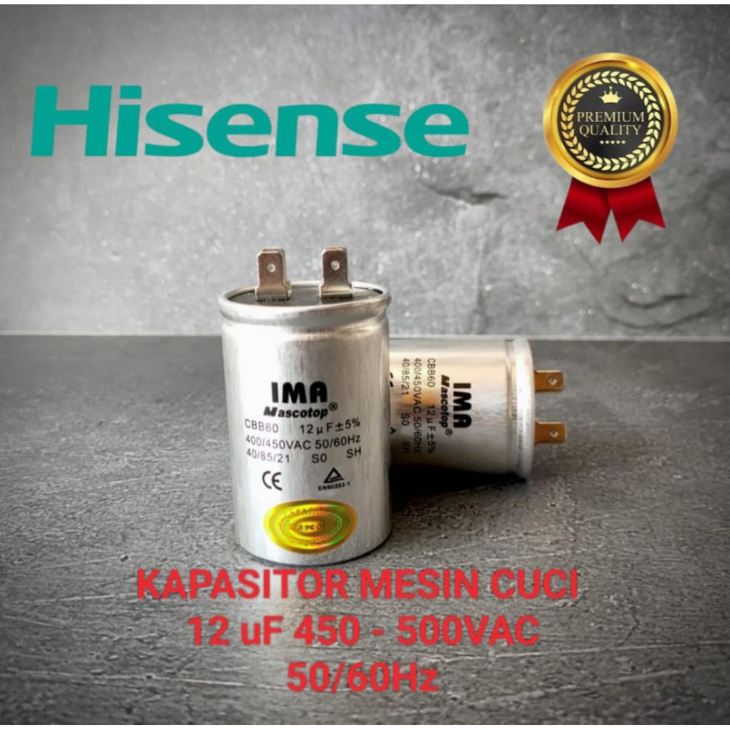 KAPASITOR MESIN CUCI 1 TABUNG 12uF HISENSE