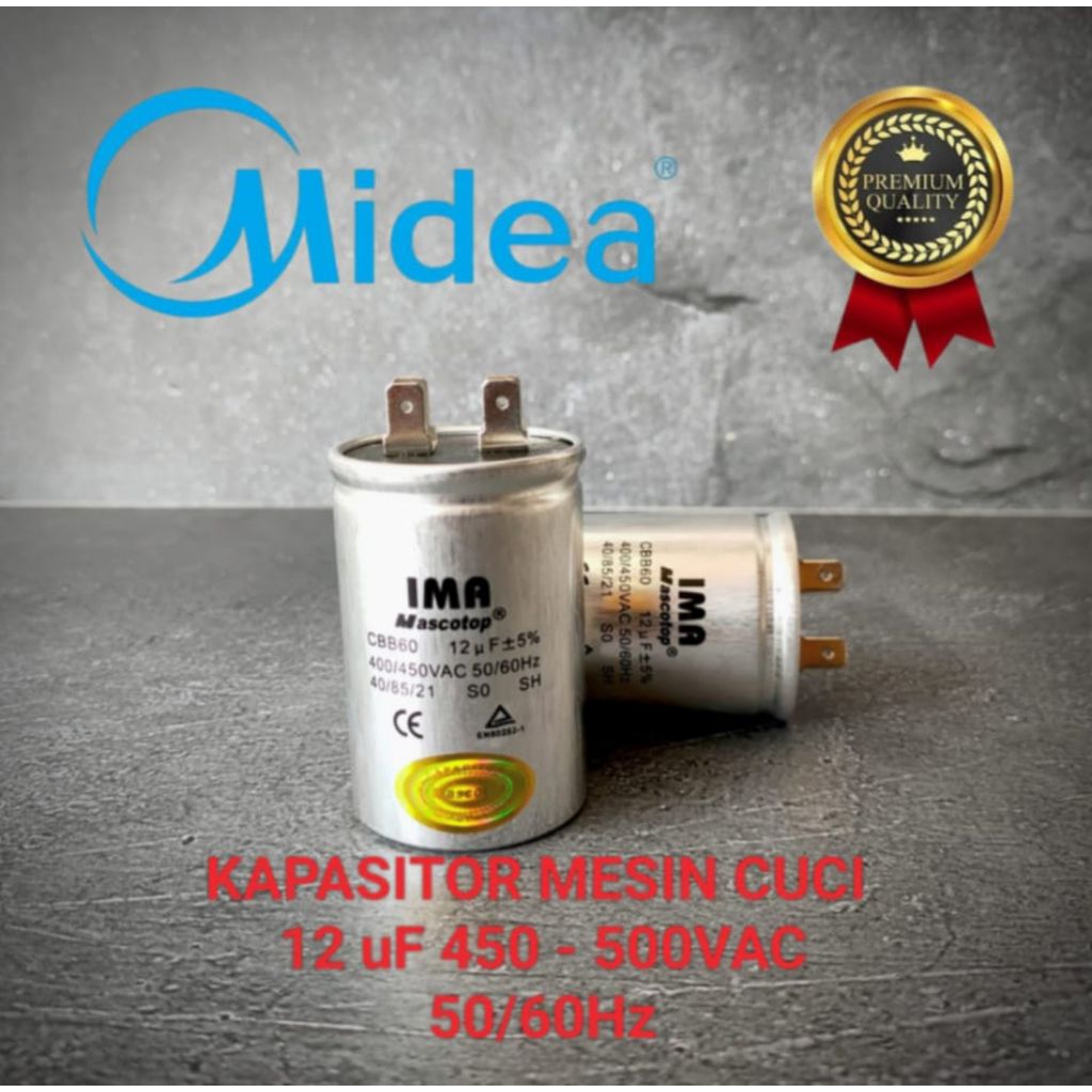 KAPASITOR MESIN CUCI 1 TABUNG 12uF MIDEA