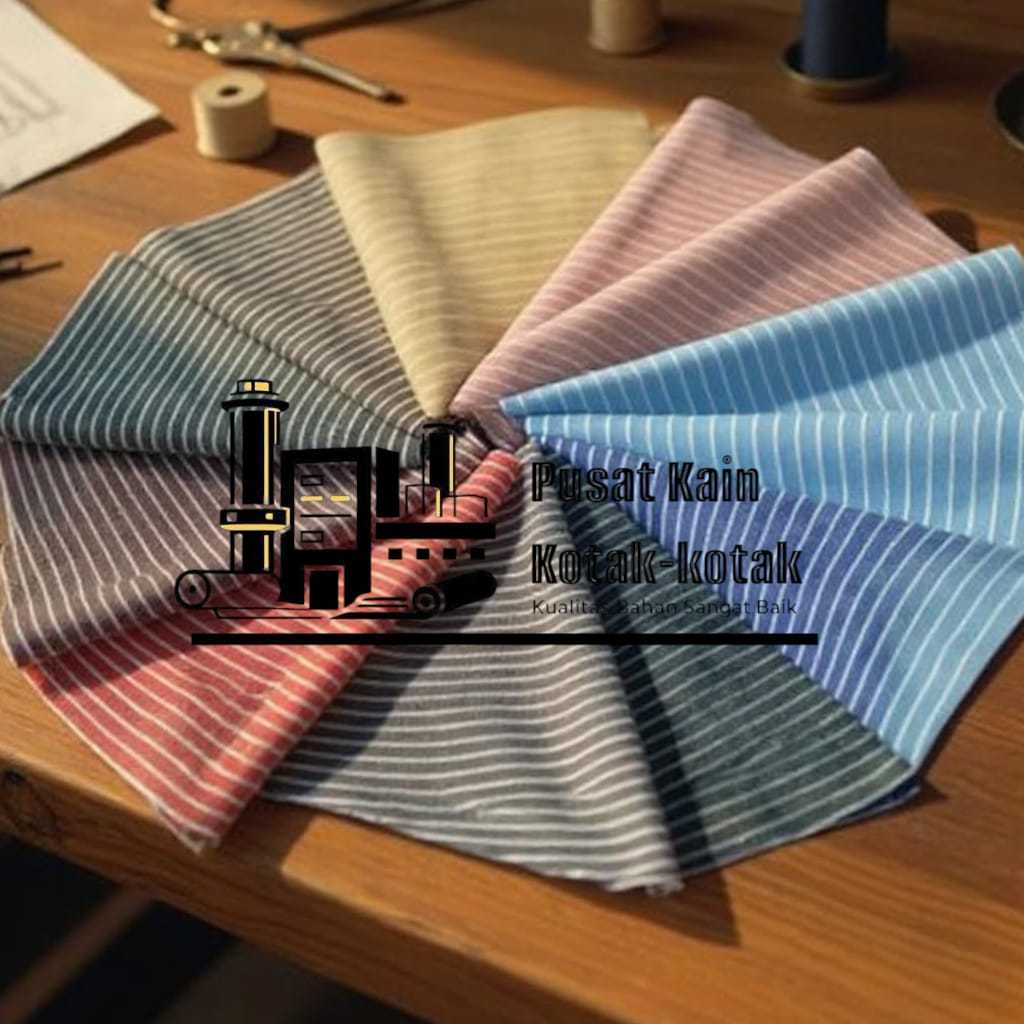 Kain Katun Oxford Salur 1/2 cm Yarndyed Saluria salur 1/2 cm Lebar150cm harga per 50cm Pusatnya Kain