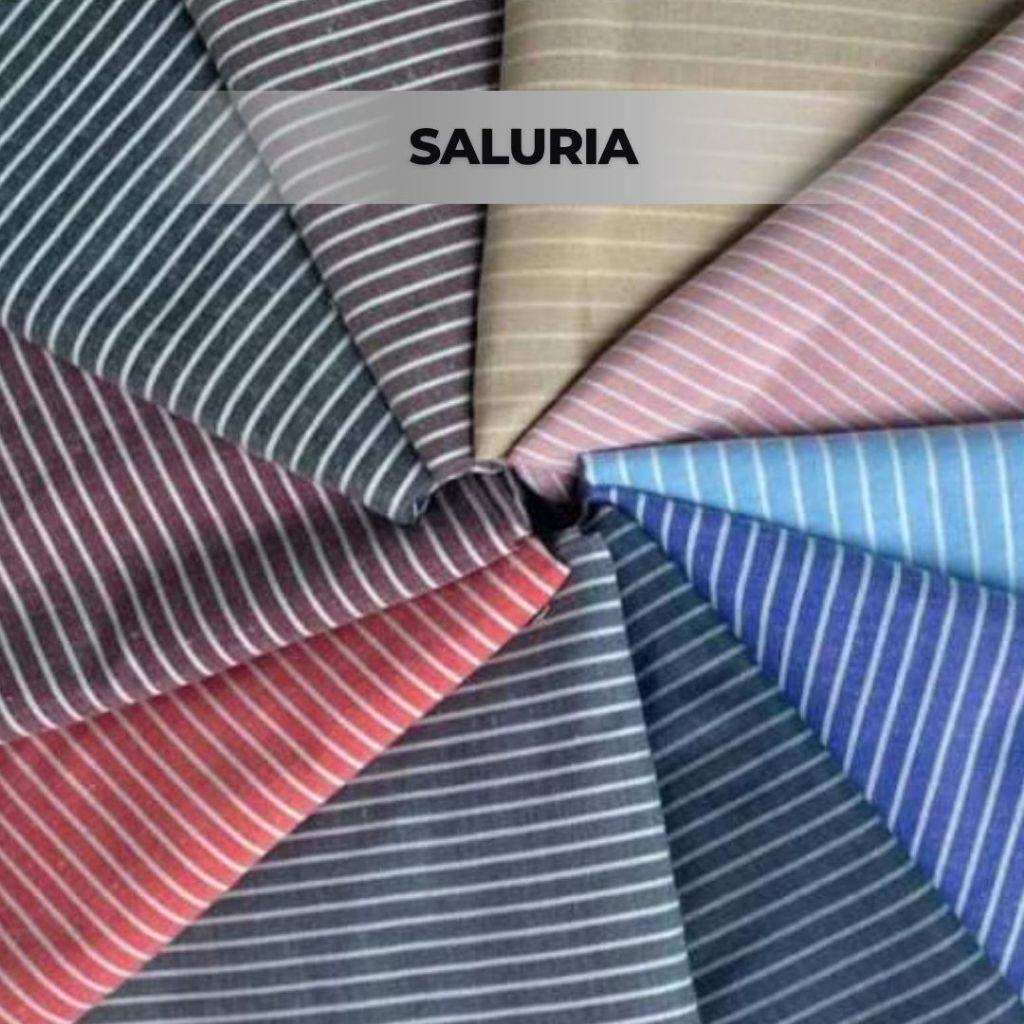 Kain Katun Oxford Salur 1/2 cm Yarndyed Saluria salur 1/2 cm Lebar150cm harga per 50cm