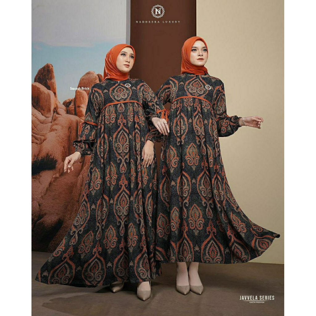 NADHEERA LUXURY JAVVELA MIDI DRESS/GAMIS NADHEERA LUXURY ORI TERBARU/BUSANA MUSLIM BRANDED/GAMIS TER