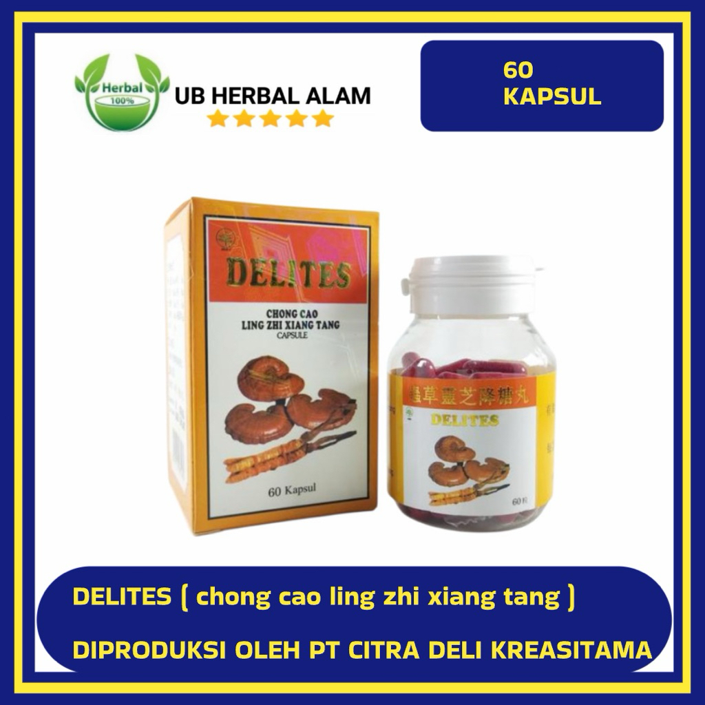 Delites ( chong cao ling zhi xiang tang ) 60 kapsul herbal diabetes kencing manis memperbaiki pankre