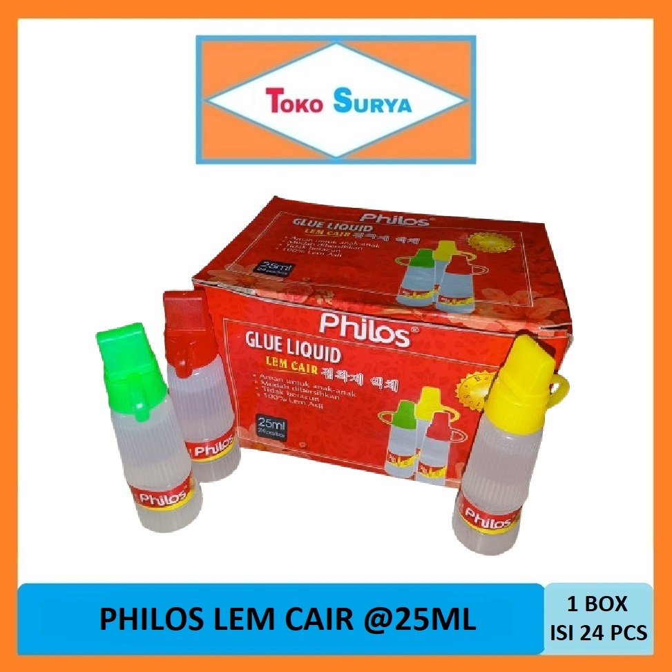 

Lem Cair Philos Glue Liquid 1 Box 24 Pcs x 25 Ml