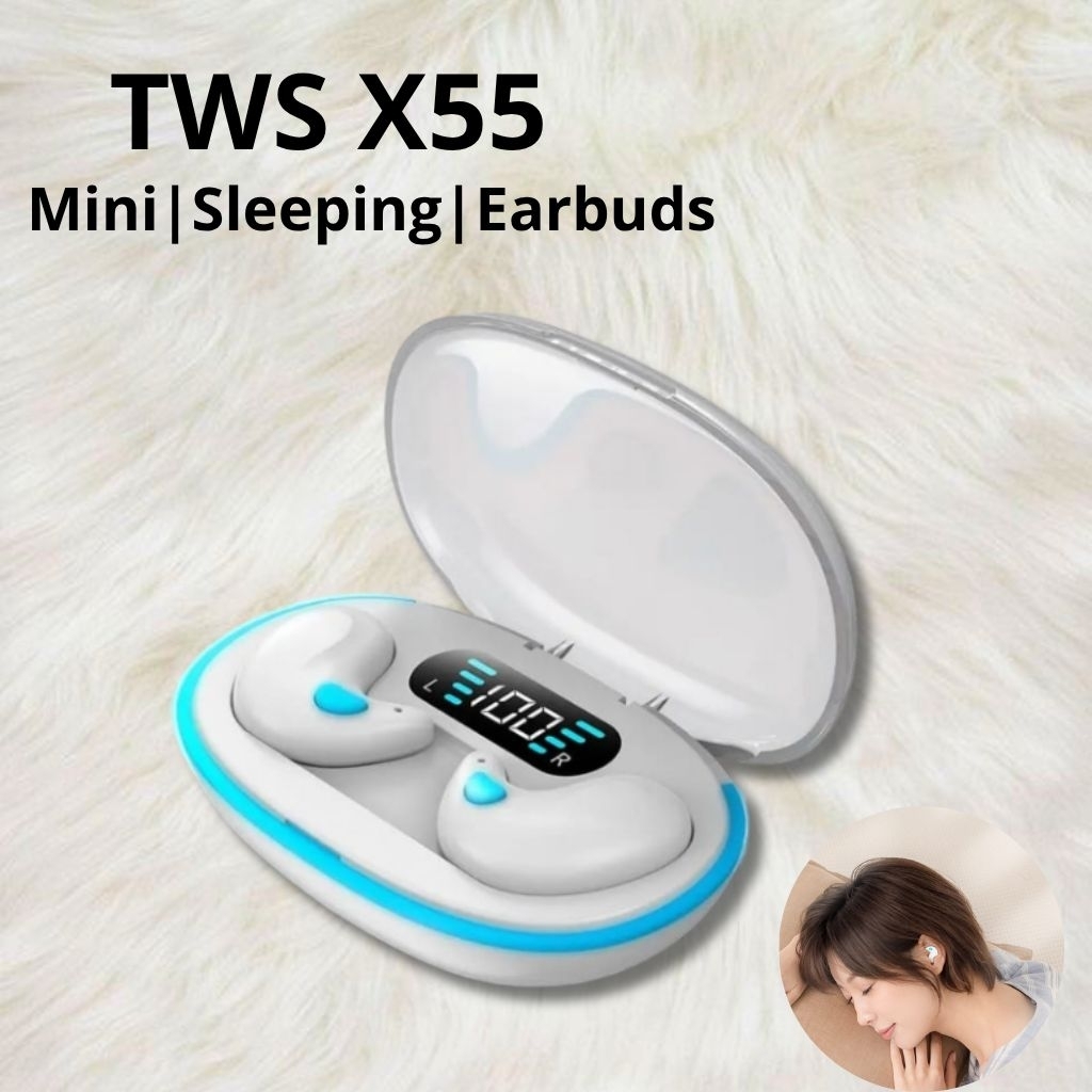 Headset Bluetooth TWS X55 Mini Sleeping Earbuds