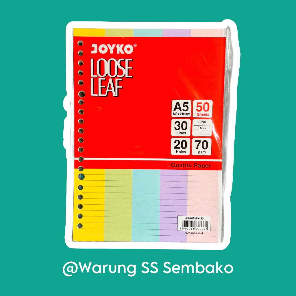 

Joyko Isi Binder Kertas Mix Color A5 1 pack isi 50 lembar