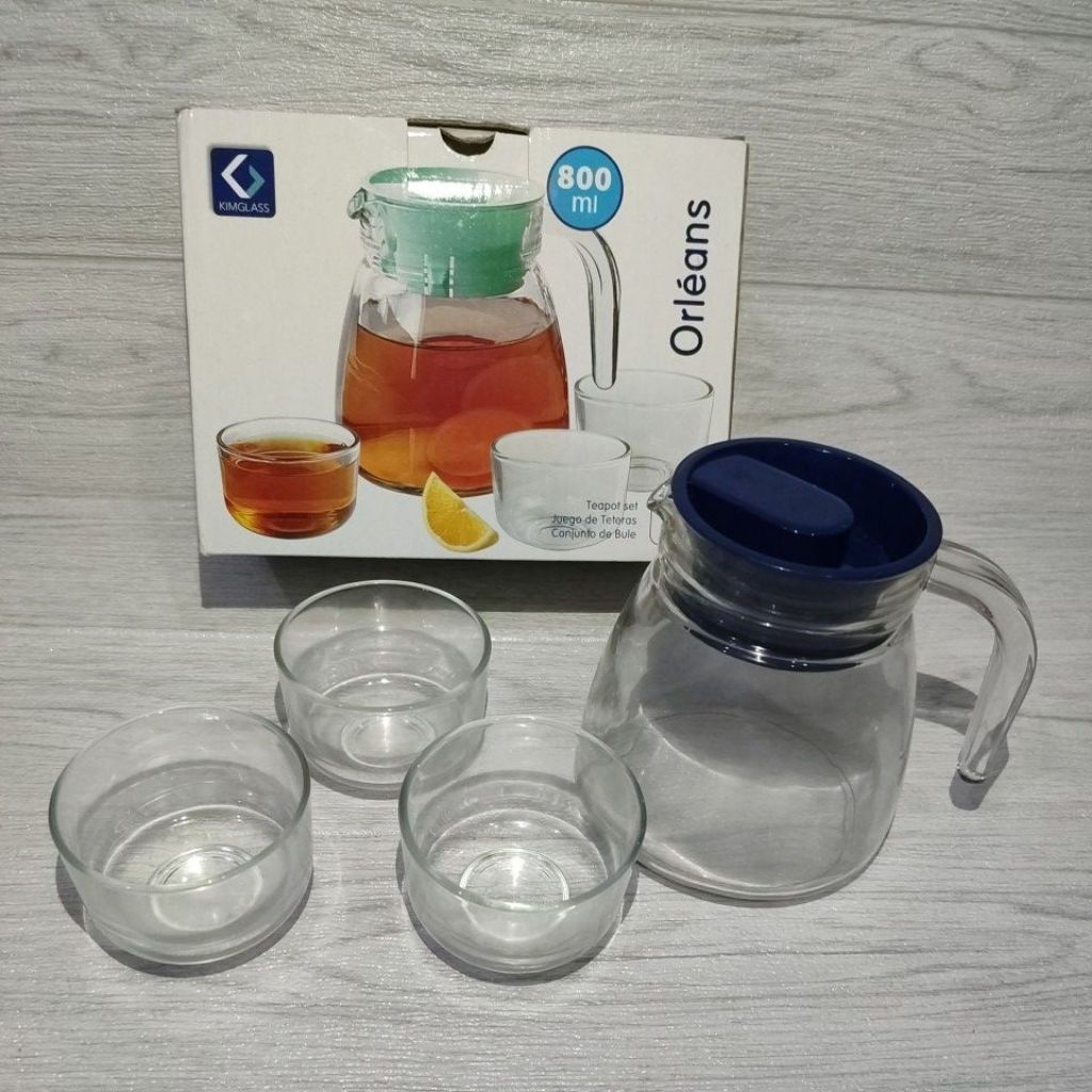 TEAPOT PITCHER SET TEKO SET MUG 4 IN 1 SET BULAT KIMGLASS ORLEANS 800ML