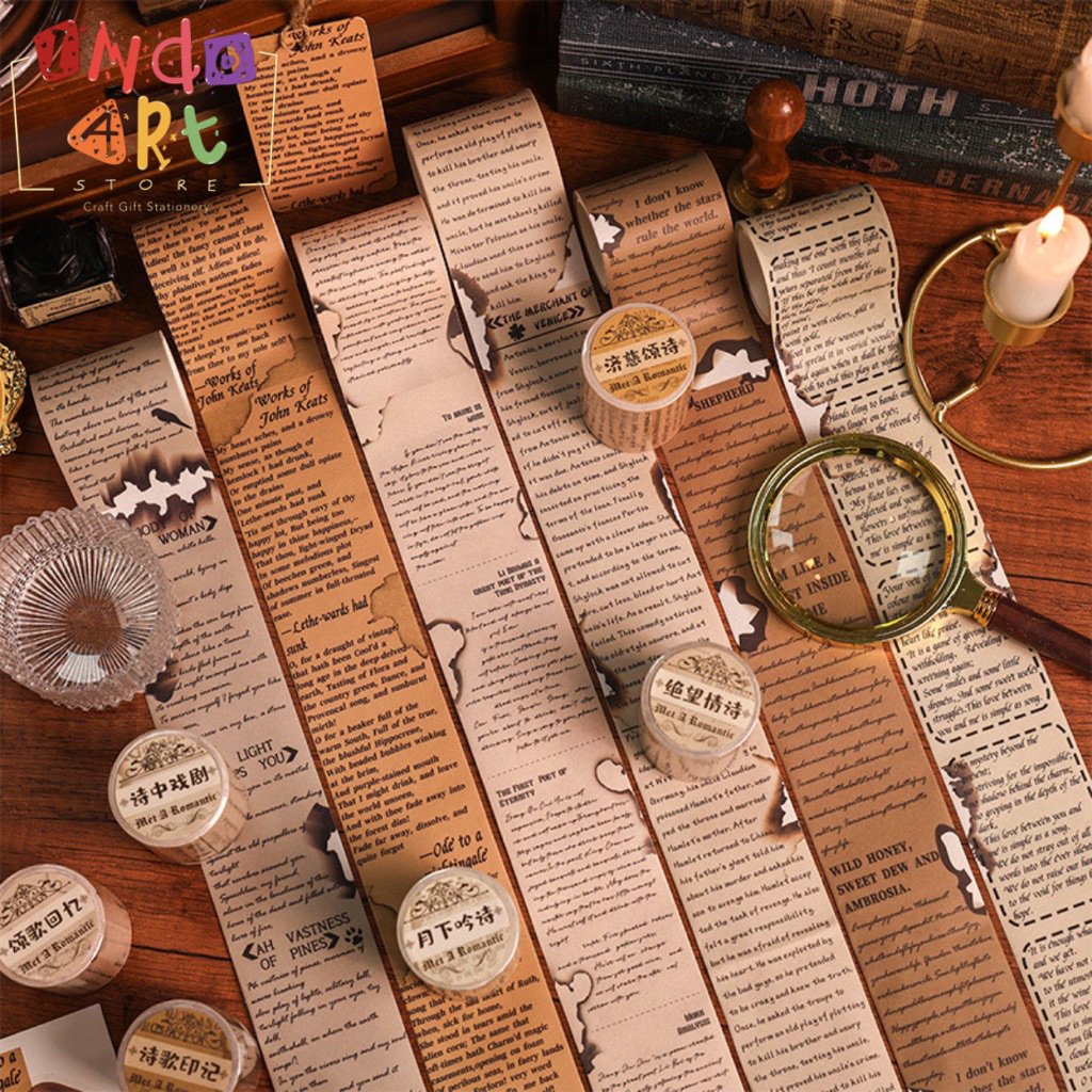 

(IAS) Washi Tape Deco Masking Isolasi Kertas Naskah Words Surat Letter Ancient Paper Retro Vintage Brown