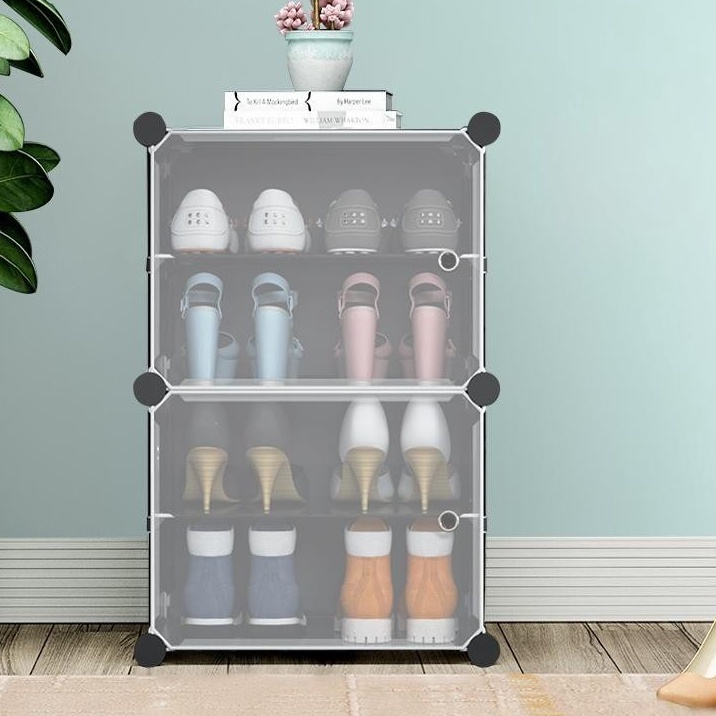 Spesial GROSIR  Rak Sepatu Anti Debu 4 Layer  4 Susun Tebal  4 layer Shoe Rack Portable Serbaguna  R