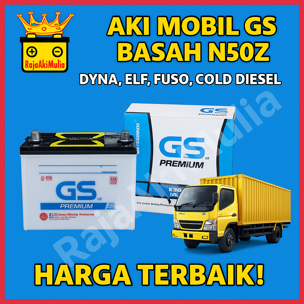 AKI MOBIL GS  BASAH N50Z DYNA, ELF, FUSO, COLD DIESEL