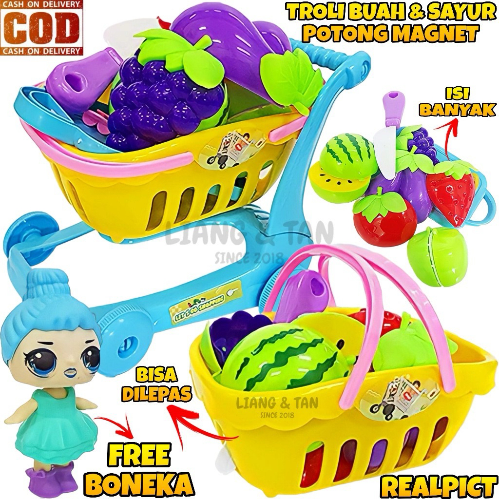 Mainan Edukasi Anak Buah Potong Magnet dan Sayur +kue tart potong ulangtahun