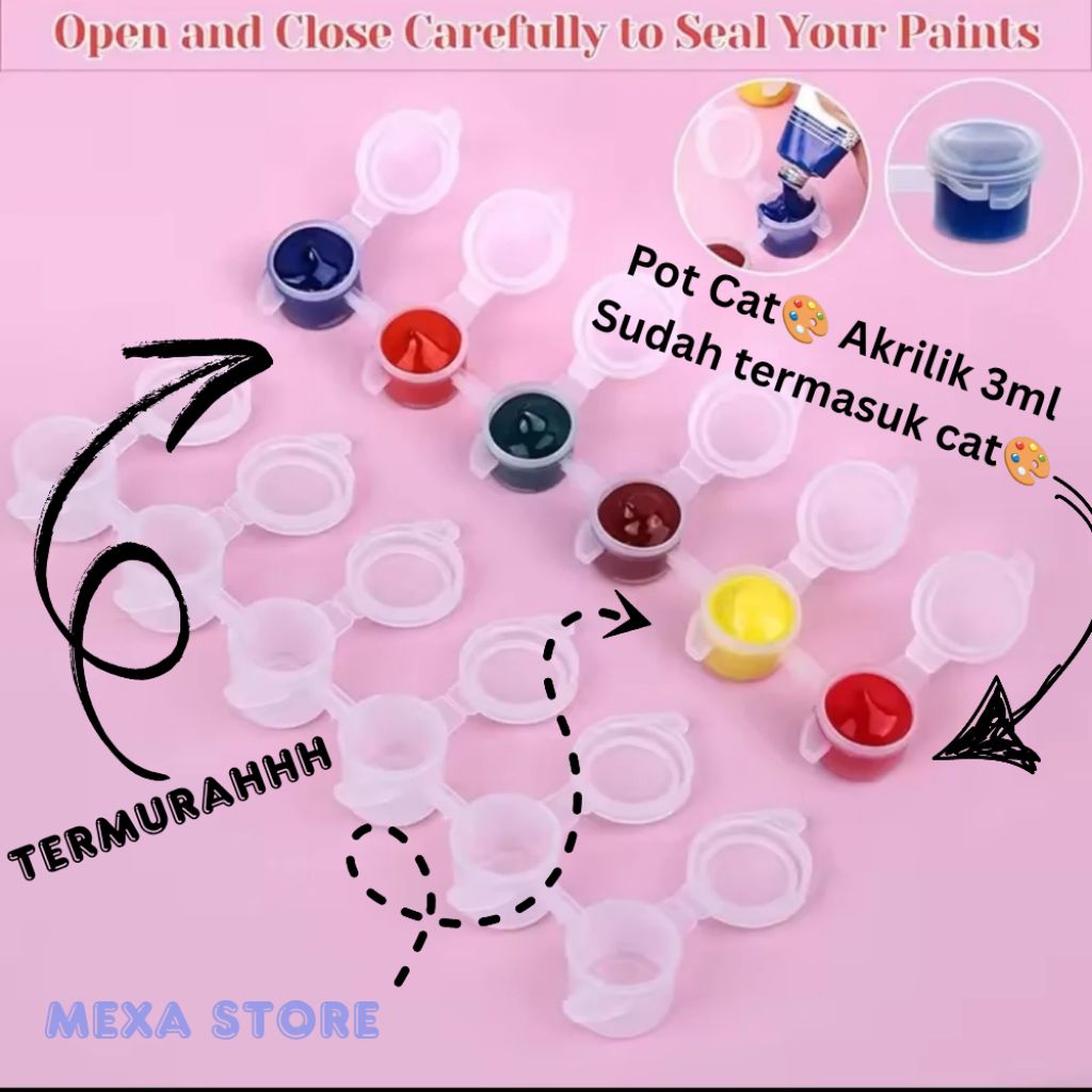 

3ml cat akrilik mini ukuran 3ml isi 6 warna lukis kanvas styrofoam gypsum