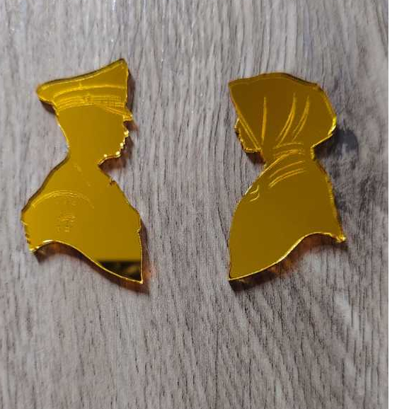 Siluet Couple Wajah Pengantin Dekorasi Mahar Akrilik Mirrror Gold