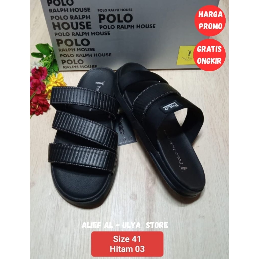 Sandal pria Polo Ori Original Sandal cowok Slip On Stylish kekinian Ukuran 41