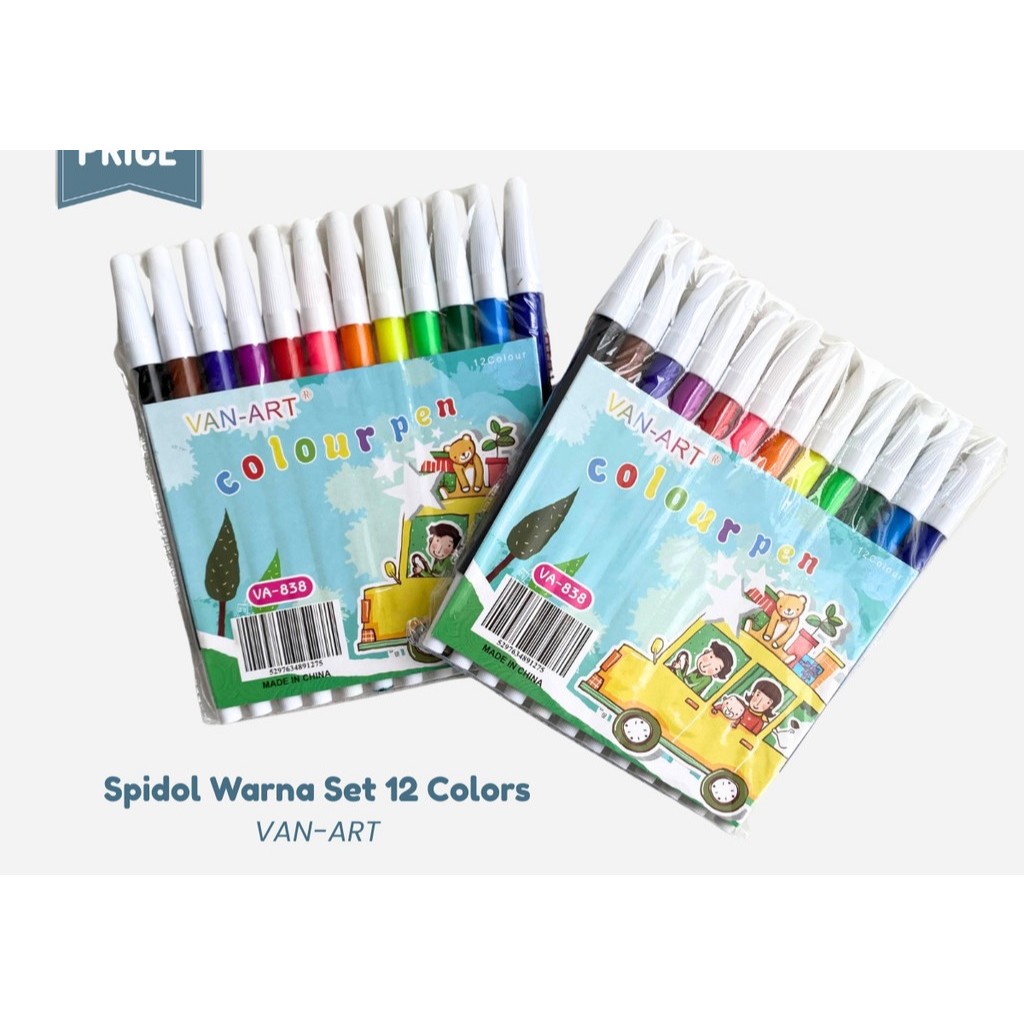 

Spidol Warna Warni 1 Set - Spidol Warna Set 12 Warna Van-Art VA-838 - Colour Pen