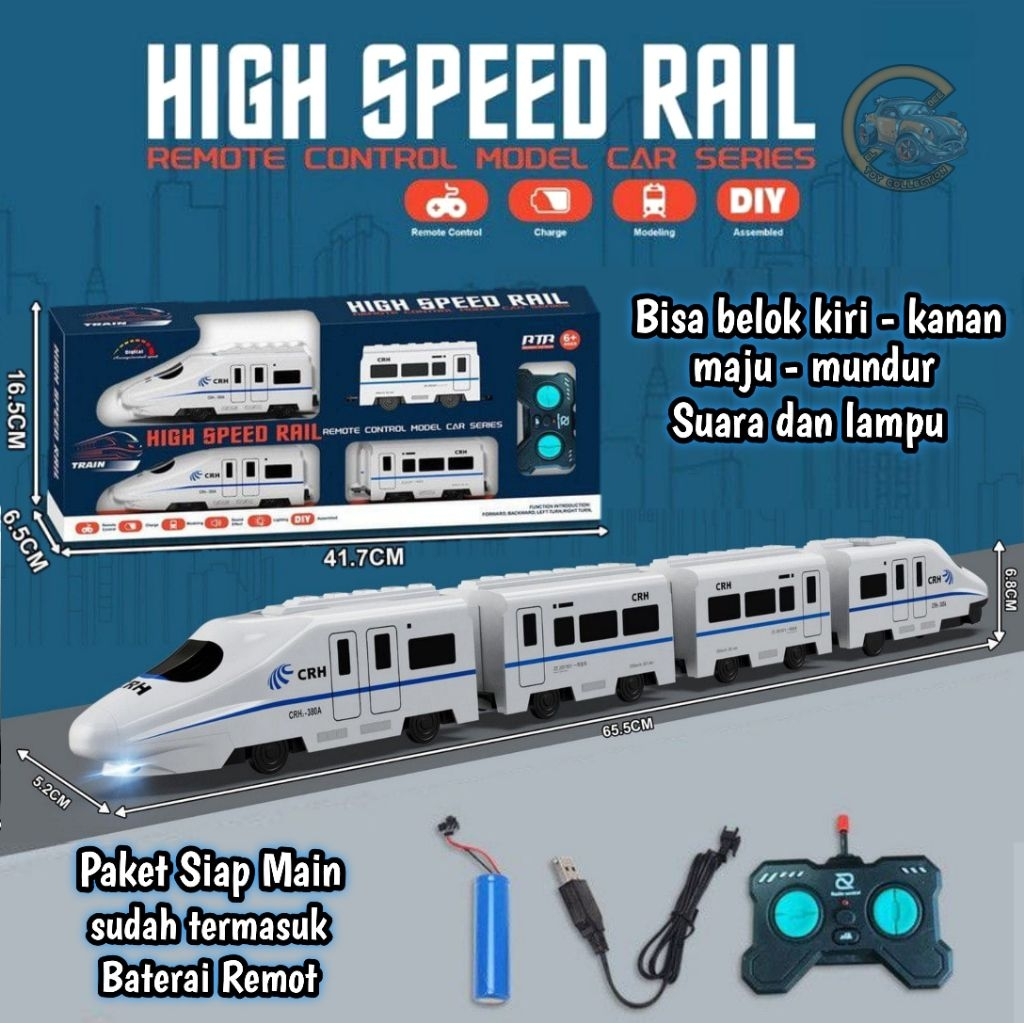 RC High speed train mainan remot kontrol kereta api cepat dengan lampu dan suara siap pakai