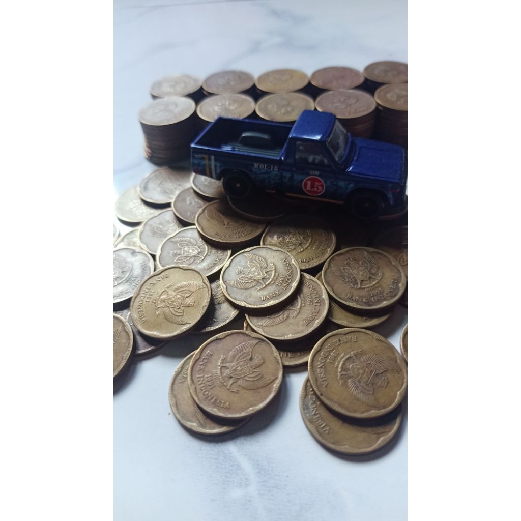 uang koin kuno 500 melati besar original tahun 1991