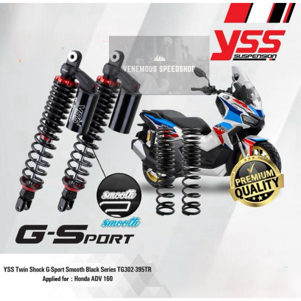 Shockbreaker Shock Yss G-Sport 395MM Black Smooth Series Honda ADV 150 / ADV 160