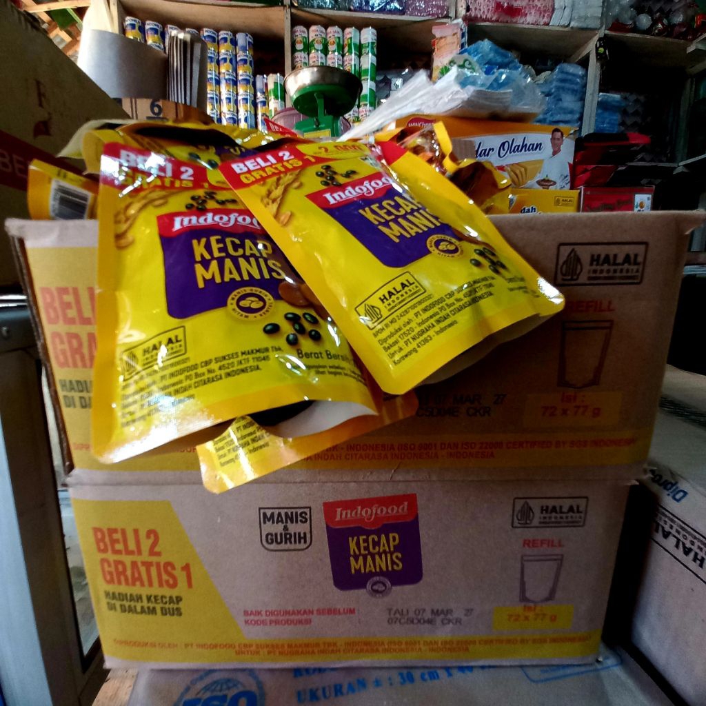 

Kecap manis Indofood / 1 dus kecap manis indofood 2000/ isi 72 pcs x 77g