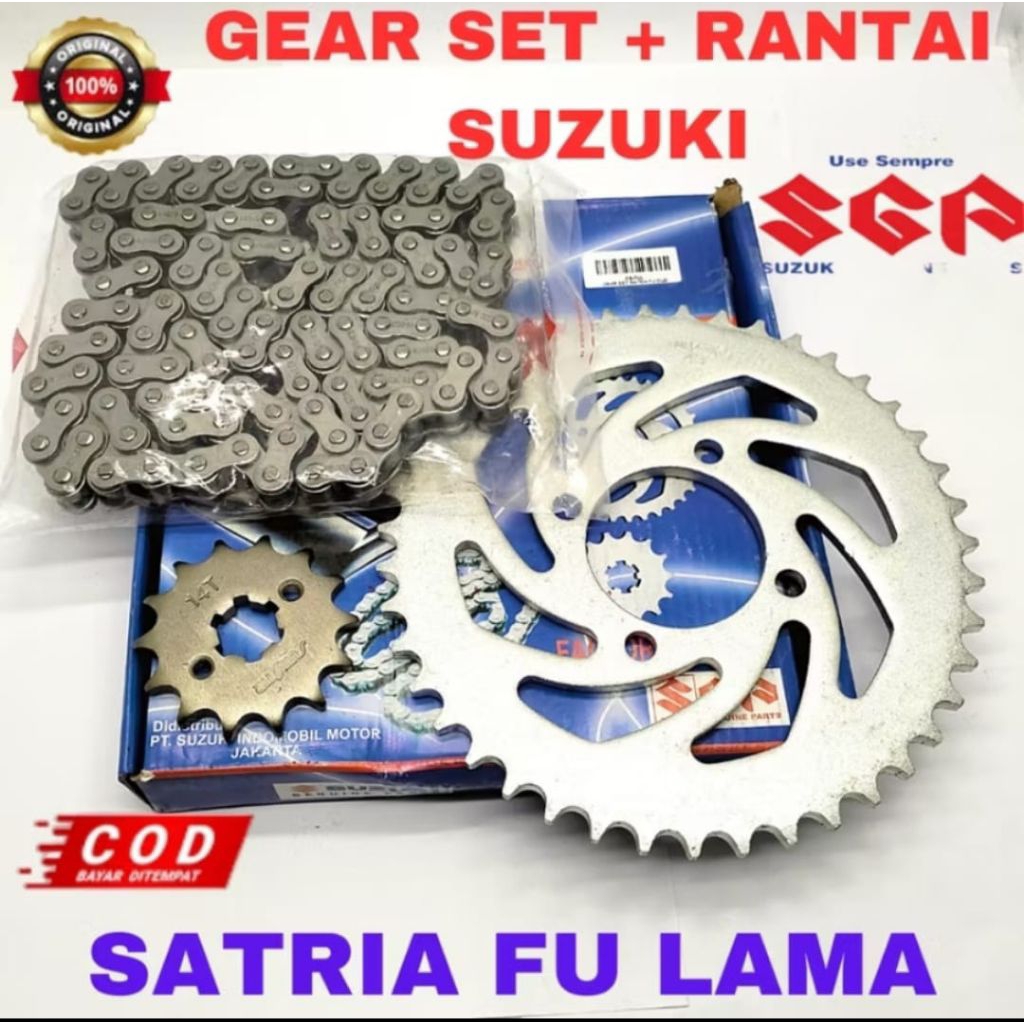 gear set Suzuki FU old, Satria FU lama Satria FU barong, gir set plus rantai Satria fu di bawah 2013