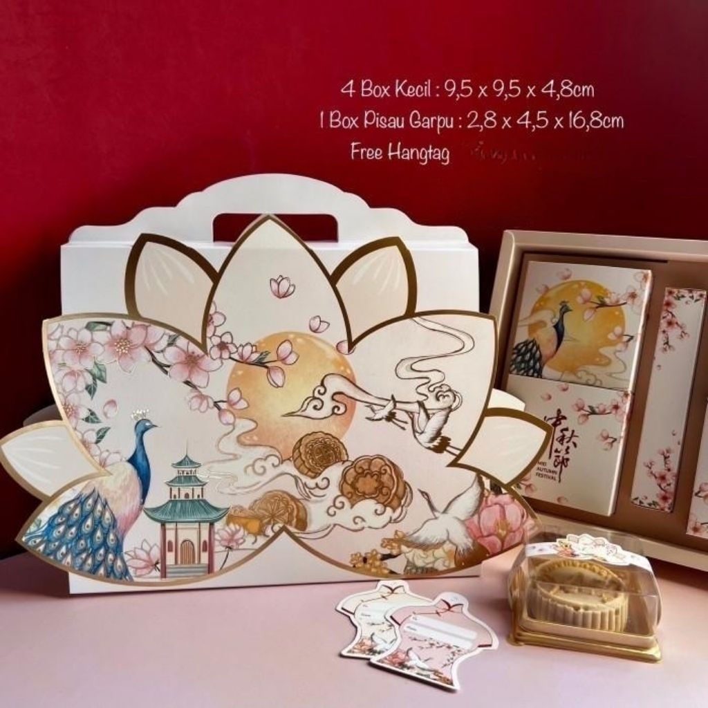 

PEACOCK MID AUTUMN - Kotak mooncake 75-150gr isi 4/6 box packaging mooncake dus kue bulan nastar pie