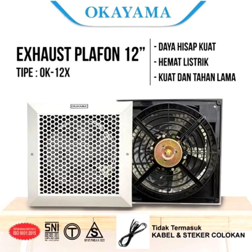 OKAYAMA Exhaust Fan Plafon 12"OK-12X | Kipas Hisap Udara Okayama 12 Inch