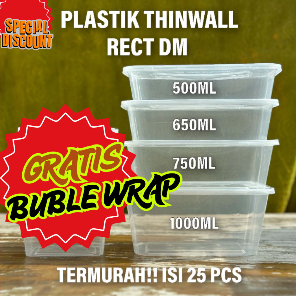 GRATIS BUBBLEWRAP thinwall kotak 500 650 750 1000 REC ml murah merk victory lux dm plastik microwave