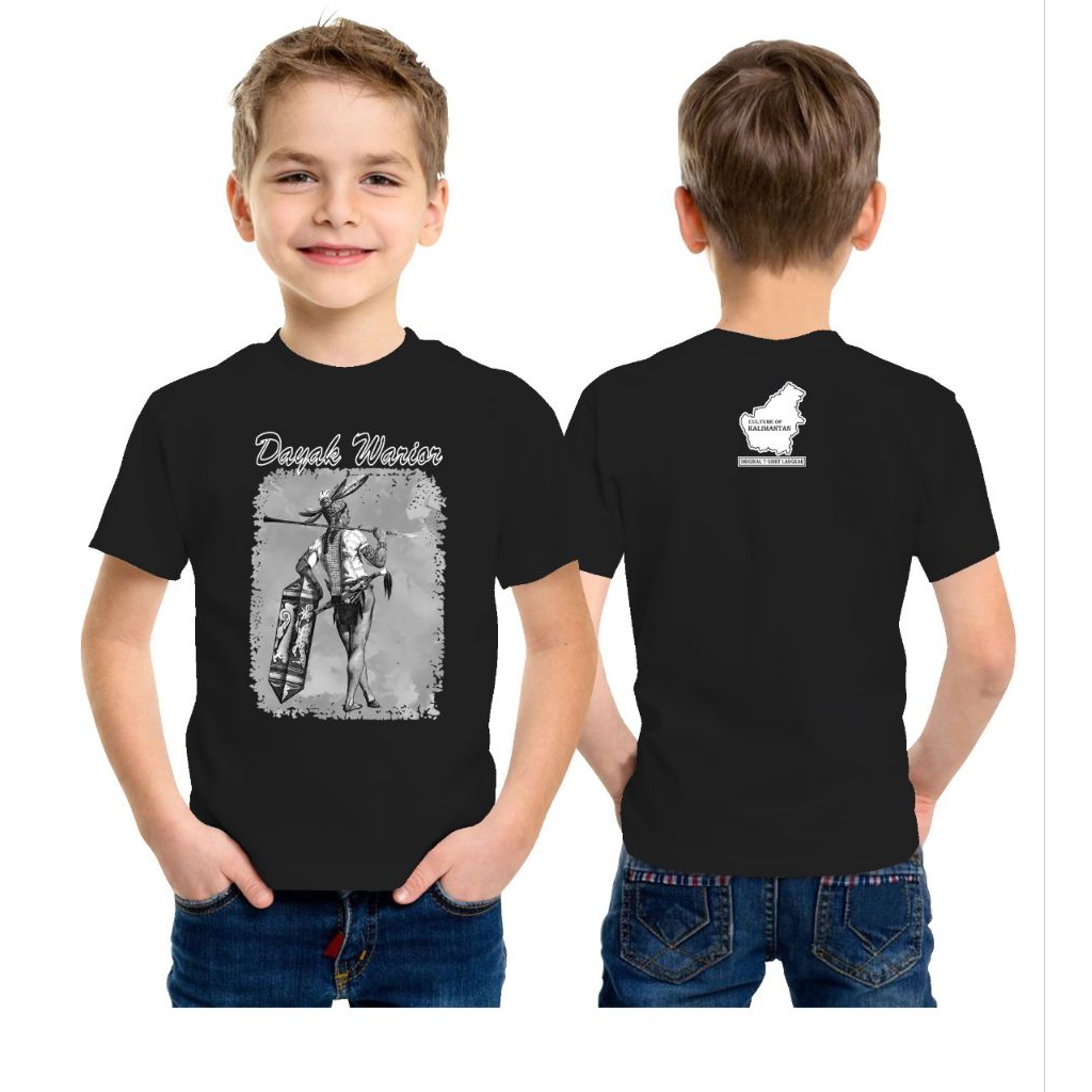 Kaos Distro Anak Khas Kalimantan 24s Motif Dayak