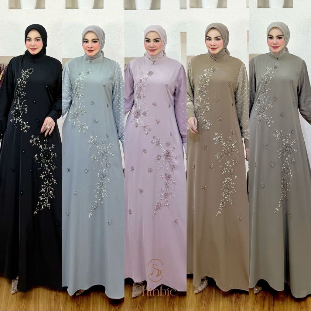Azaya Dress By Shinbie  Gamis Premium Alexa Crepe Premium mix Tulle Dot