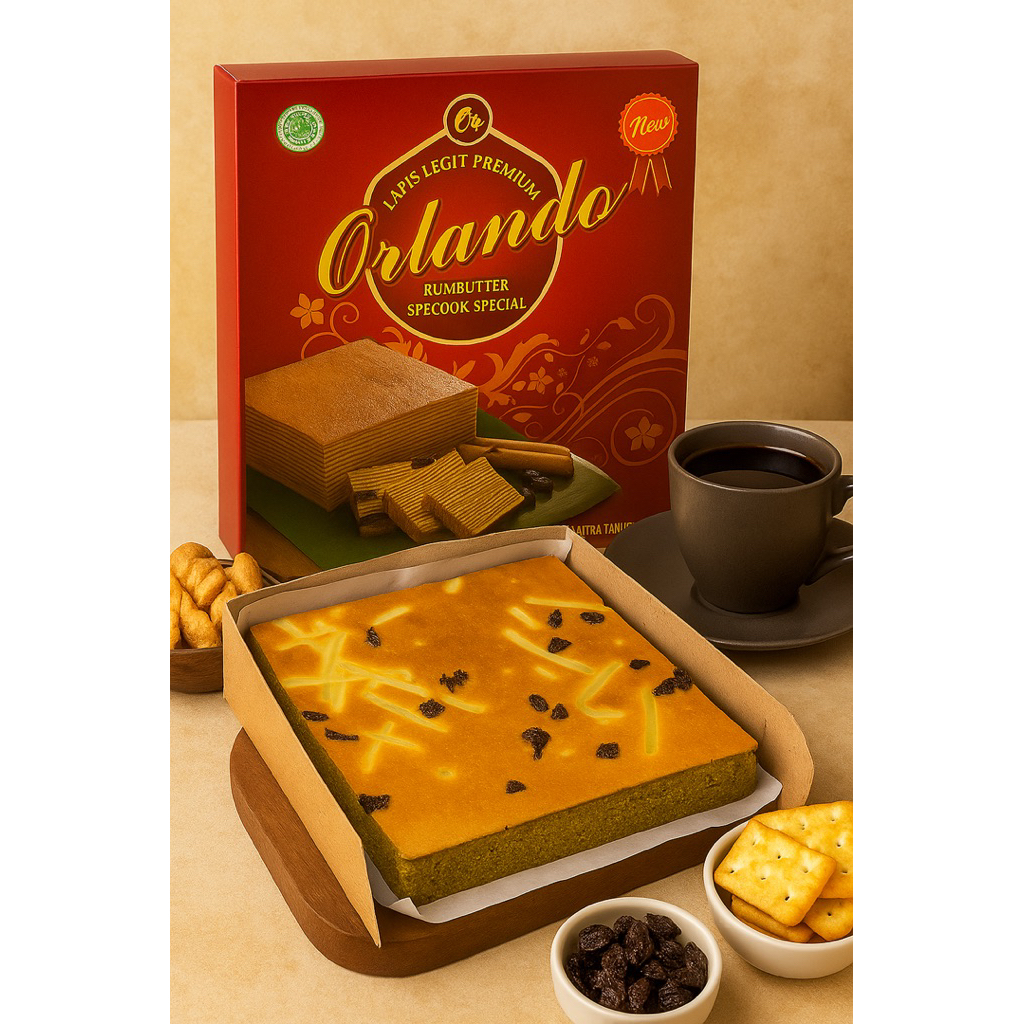 

Kue Lapis Legit Orlando rasa Keju+Kismis uk 17x17 700 gram