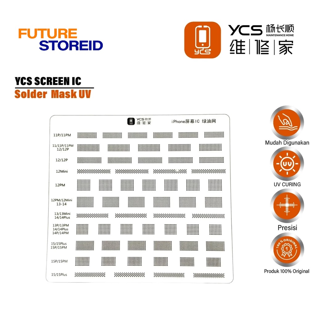 YCS Screen IC Solder Mask Stencil UV Original - Tools Bantuan Untuk Perbaikan CPU IP - Screen IC UV 