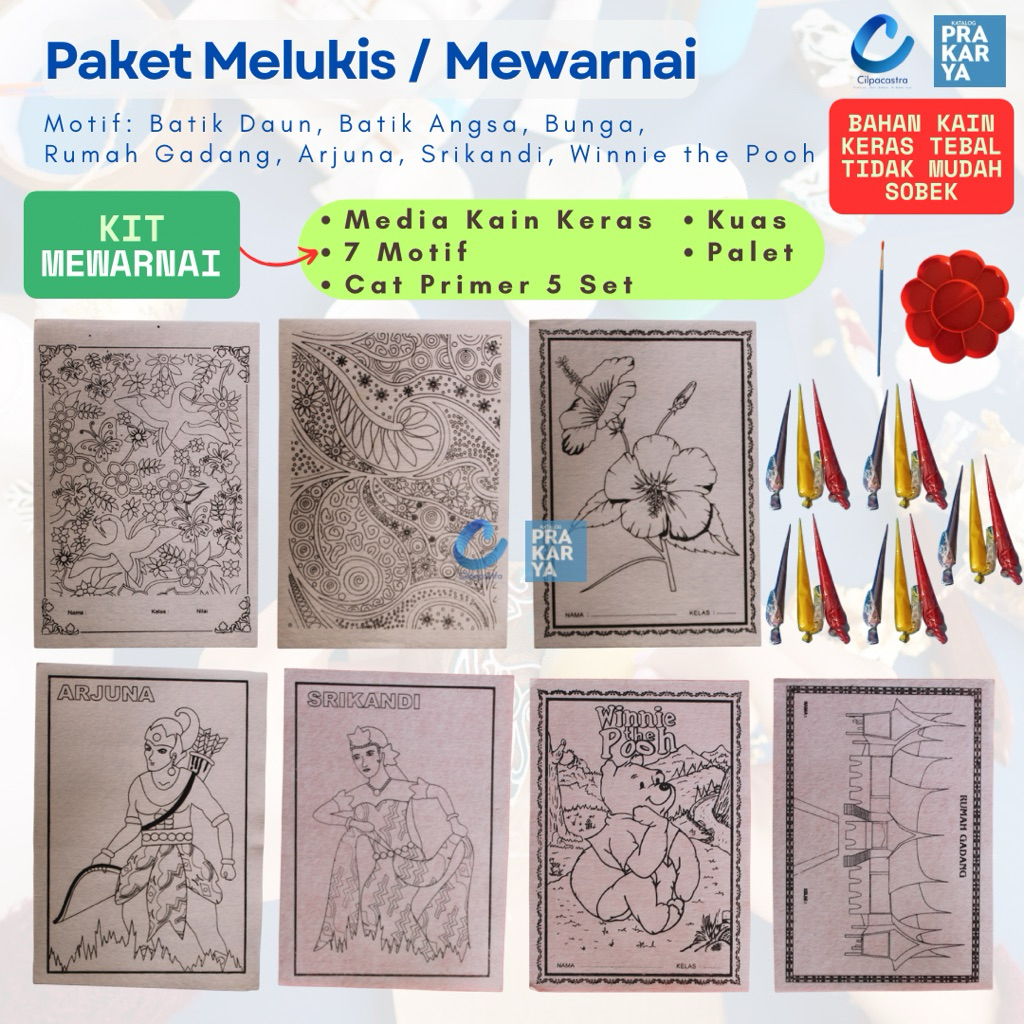 

[PRODUK BARU] Paket Mewarnai Anak 7 Gambar Lengkap + Cat Kuas Palet – Edukasi Kreatif TK SD, DIY Kids