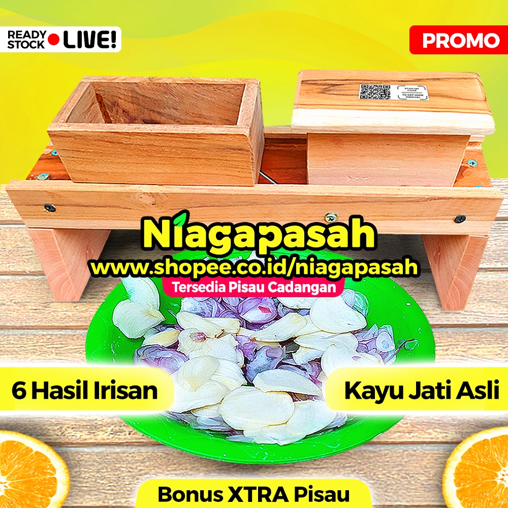 Pengiris Bawang & Keripik Ukuran Ekstra Besar - Kayu Jati