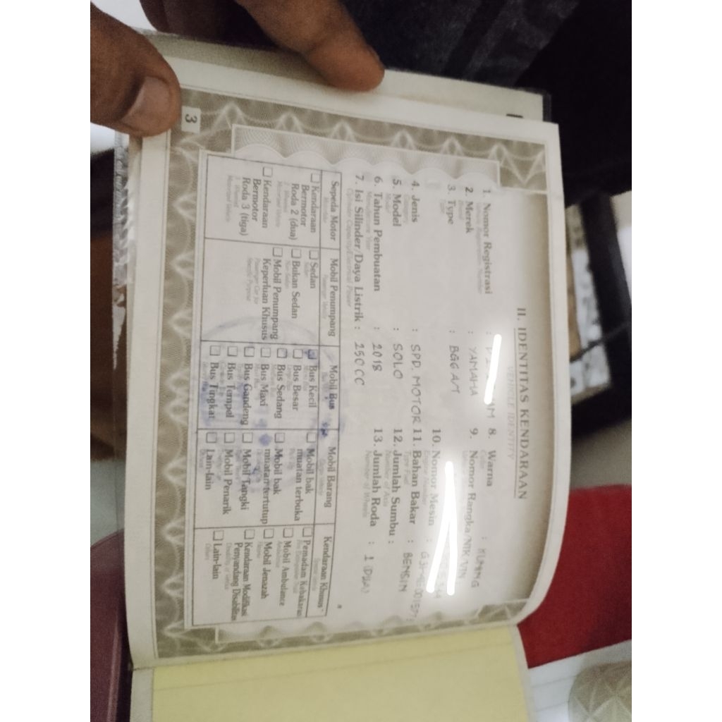 surat dokumentasi motor Xmax 250cc 2018