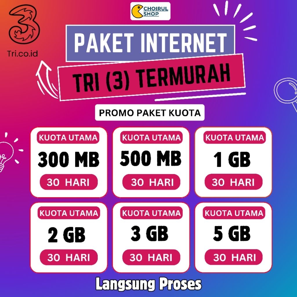Paket Data Tri 30 Hari / Kuota Data Tri