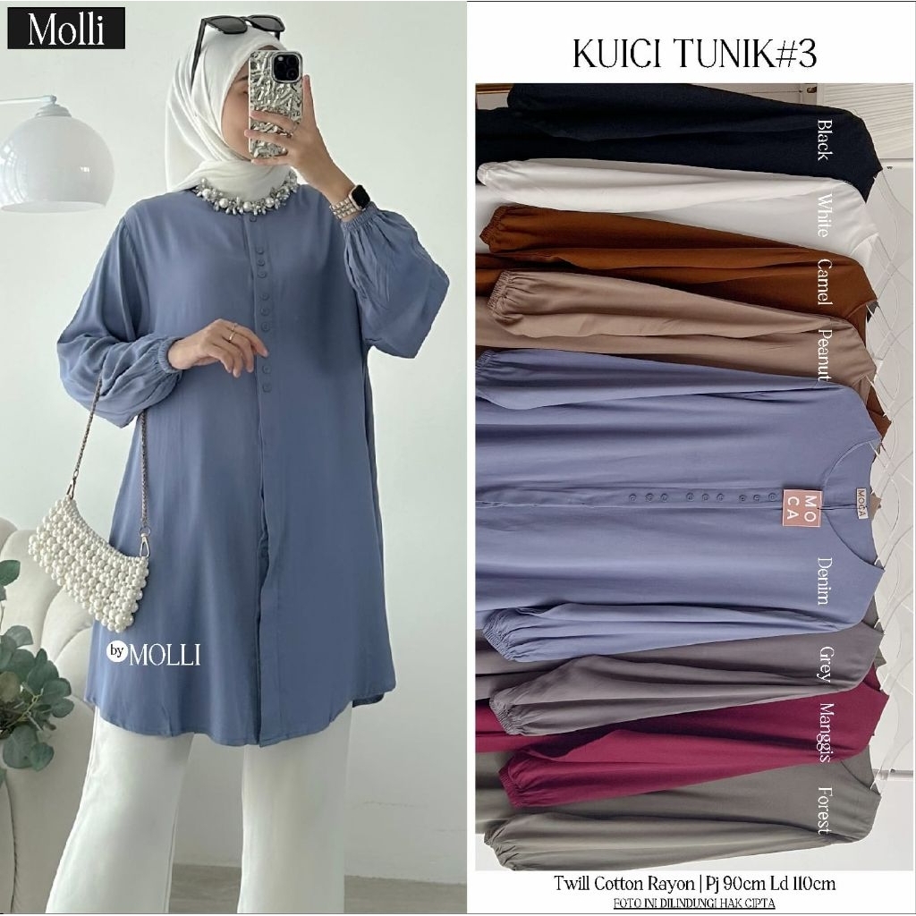 MOCA Kuici Jisa Tunik Polos Moca Atasan Wanita MLI MCA Meong Solo