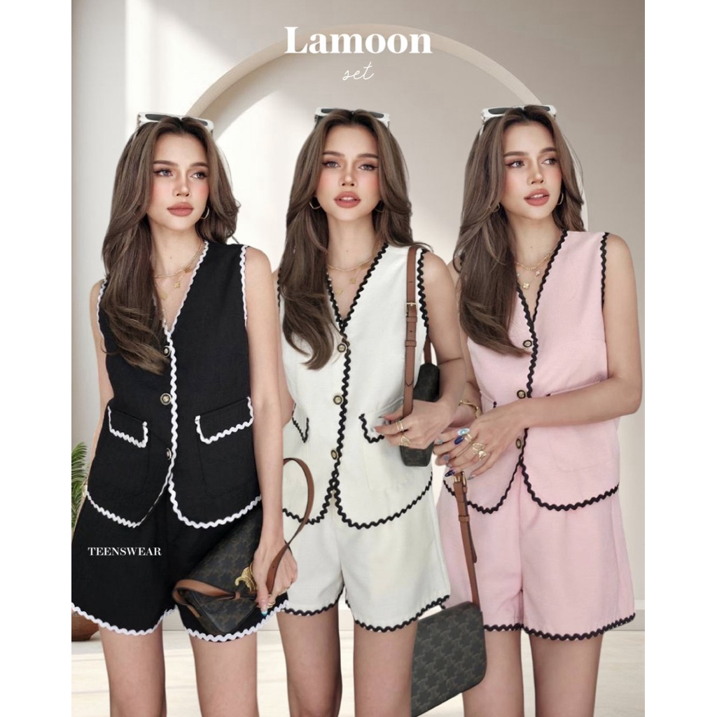 Lamoon Set (Sleeveless Vest Shorts Set Cotton Candy Import Bangkok)