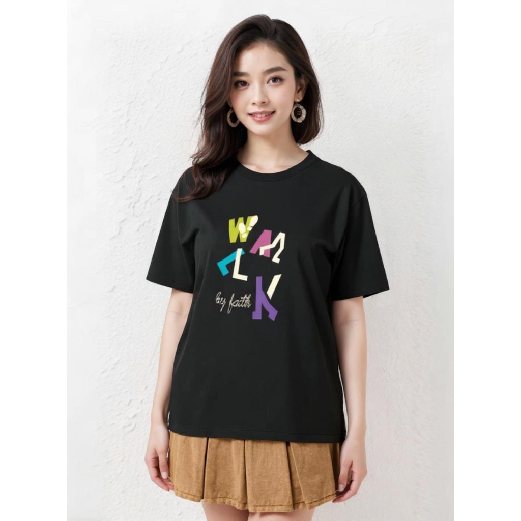 KAOS ROHANI HANDESIGN WALK BY FAITH HITAM/ CODE: WALK1