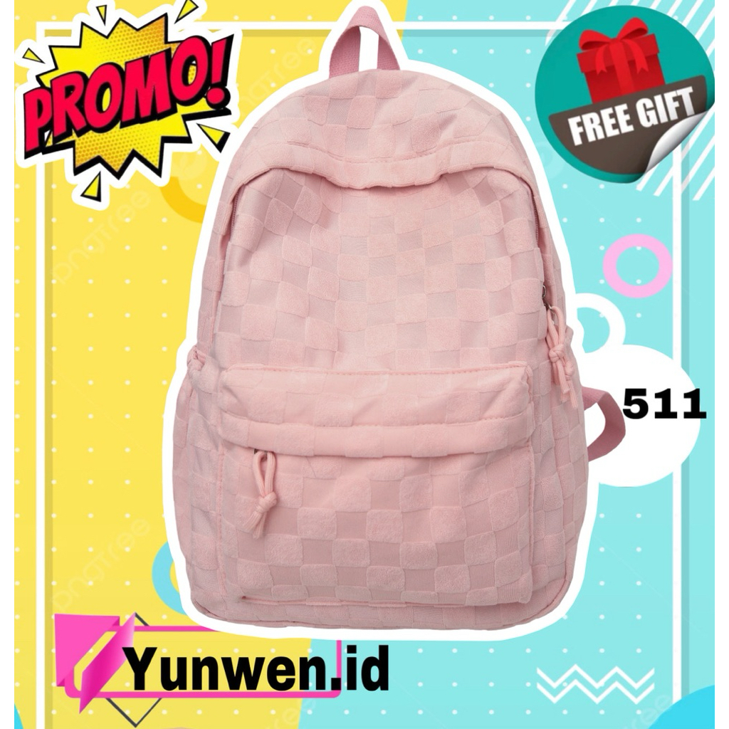 YUNWEN.ID tas ransel sekolah wanita anak perempuan sd smp sma import fashion korea style anti air wa