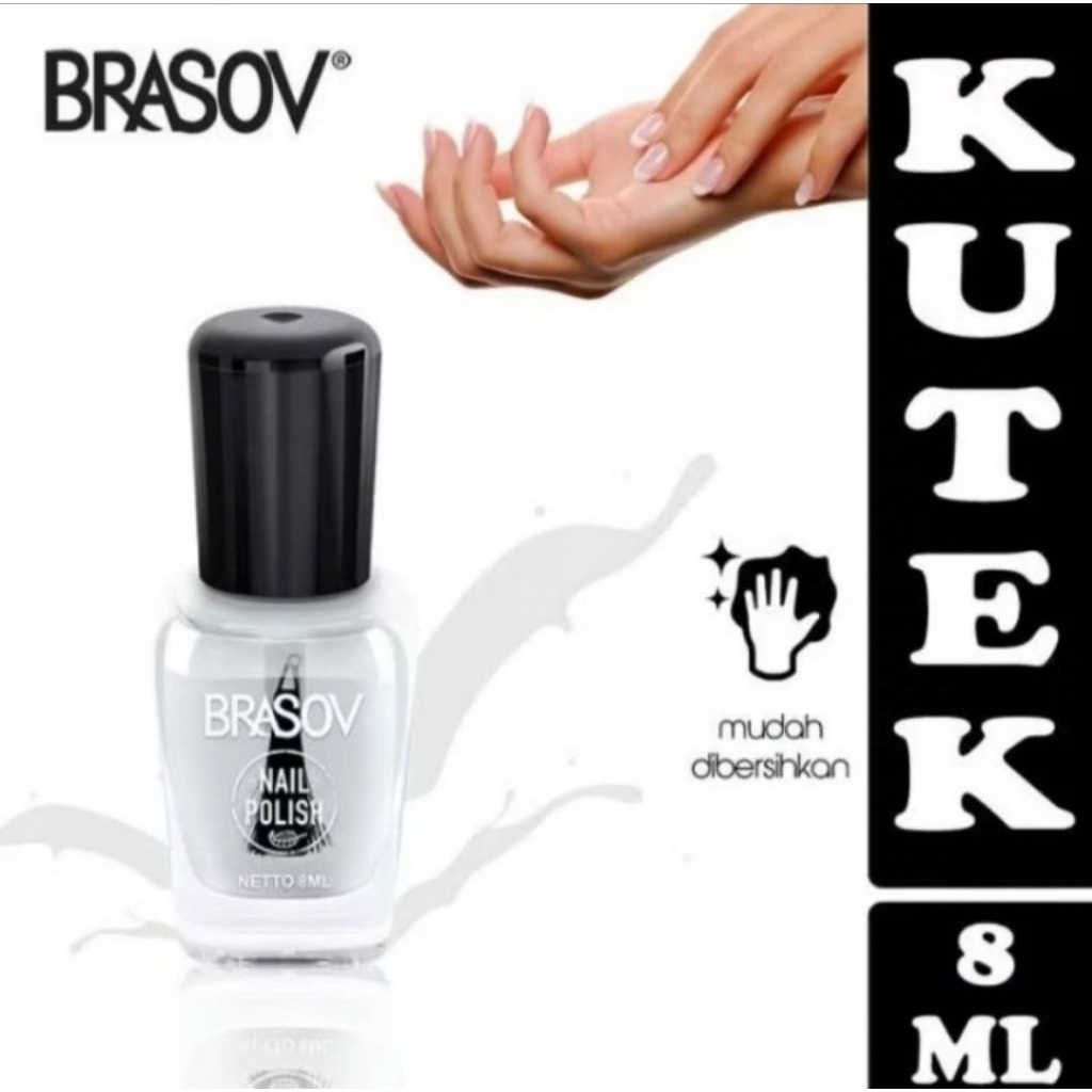 BRASOV Kutek Cat Kuku Bening 8 ML BPOM Nail Polish 65 Halal