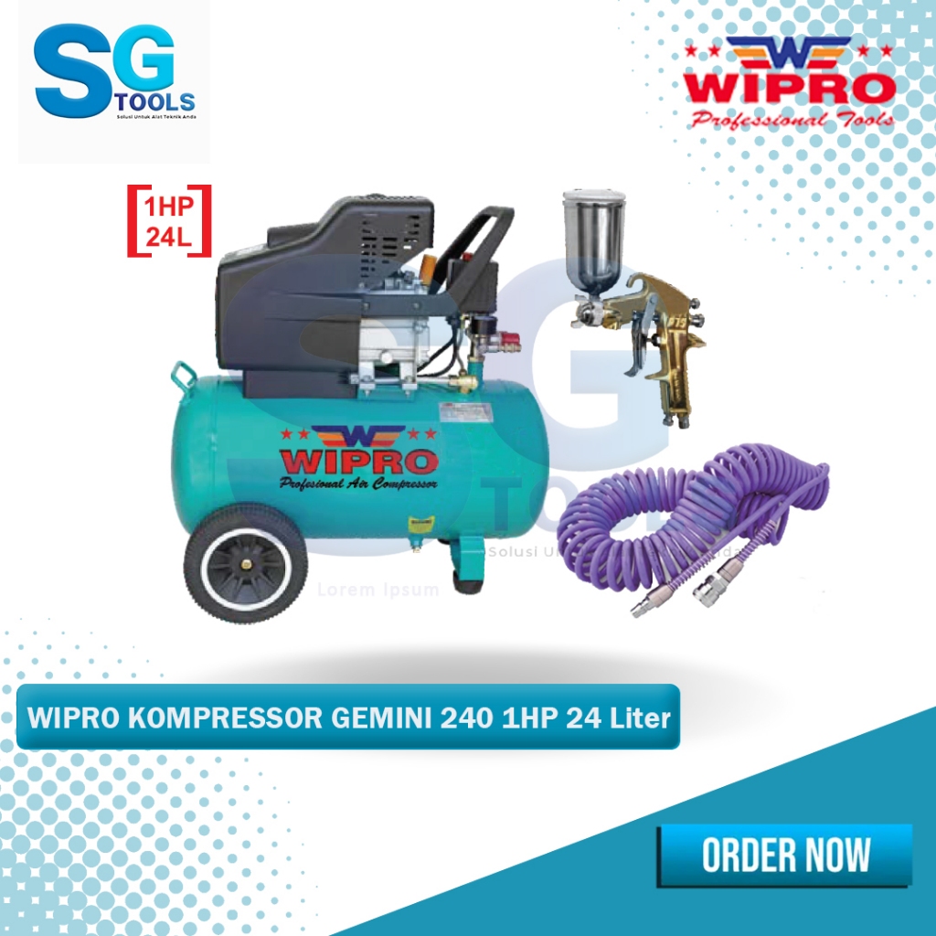Wipro kompresor angin 1HP 24 liter geini 240 - kompresor 24 liter dan selan