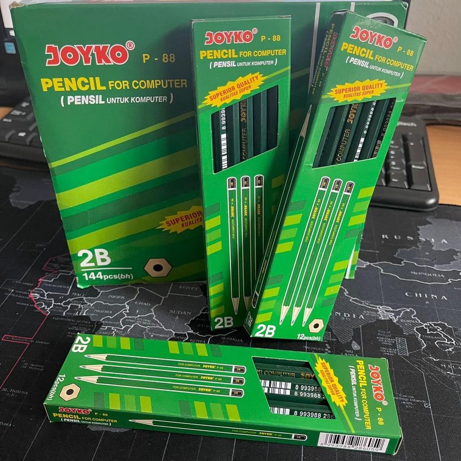 

( ISI 12 PCS ) Pensil 2B Joyko P-88 ER/ Pensil 2B Komputer P88 Eraser BISA COD